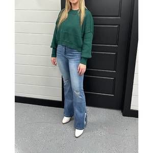 NEW LILY CLOTHING cropped sweater in dark green